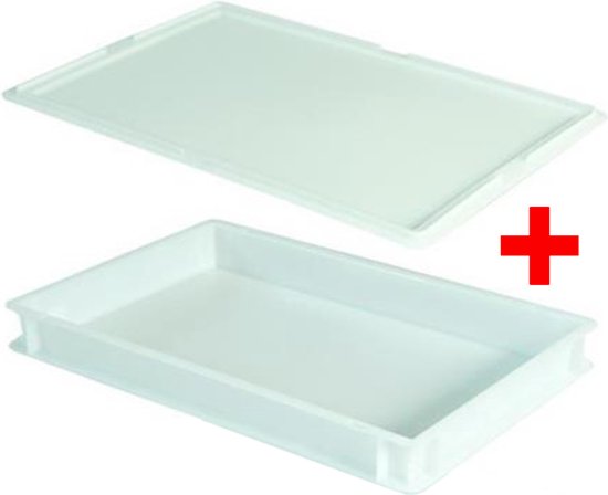 Pavoni - Deegbak bollenbak pizzabollenbak - 60 x 40 x 7 - wit COMBI met deksel