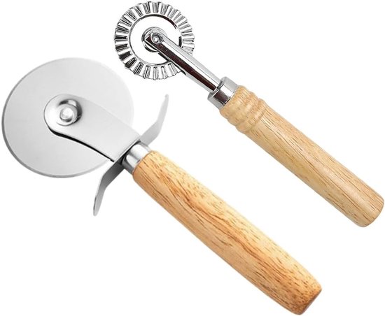 Gekarteld deegsnijder en pizzasnijder set van 2, ideaal voor ravioli, gebak en pizza snijden in de keuken