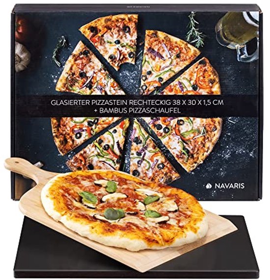 XL pizza steen voor oven en barbecue - Set inclusief pizza lepel en receptenboek
