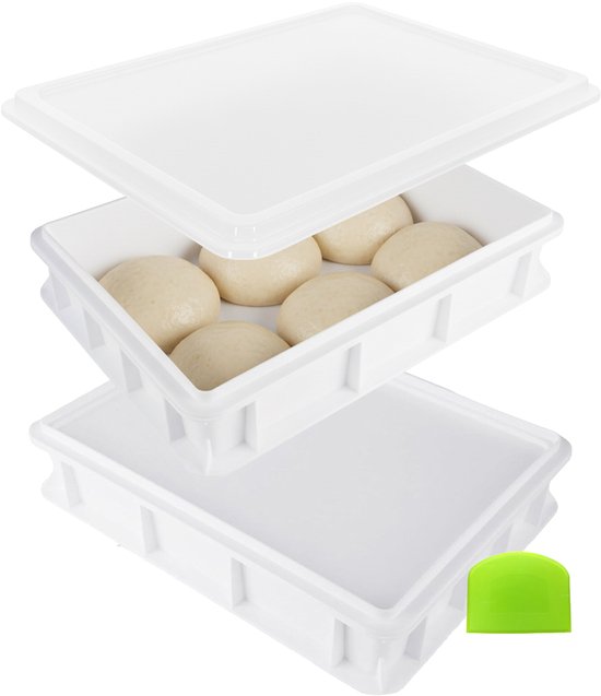 Pizzadeegdoos - 40x7x30 cm - wit - set van 2