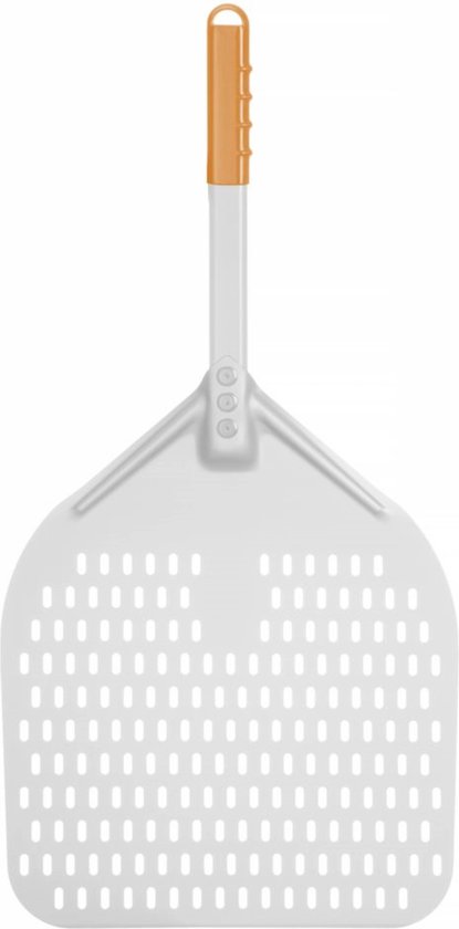 HENDI Vierkante geperforeerde pizzaschep – korte handgreep – 350x710 mm – lichtgewicht aluminium