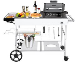 SnelShoppen - GFTIME Grillwagen Serveertrolley 128x64x78 cm voor Buiten, Ideaal voor Weber Q-serie, Ninja Woodfire, Pizzaoven, Tafelgrill met Groot We