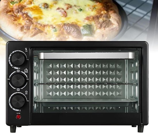 Aanrecht Pizza Oven, Huishoudelijke Elektrische Oven Kleine Taart Bakoven Multifunctionele Ontbijt Machine, 0-250℃ Verstelbare Temperatuur & 60 Minuten Timer, voor Thuis Keuken Restaurants