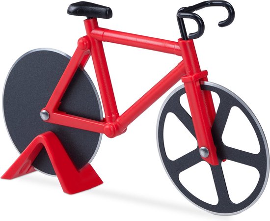 New Age Devi - Pizzasnijder Fiets - Rood - Pizzames - Pizza roller - RVS - Pizzaschaar