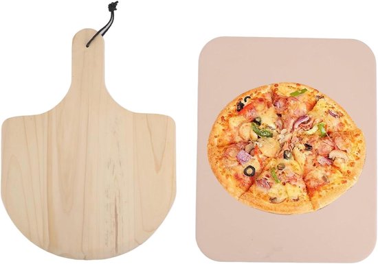 Pizzasteen Set - Baksteen Oven - Pizza Brood Bakken - Cordieriet Materiaal - 45 x 40 x 8 cm