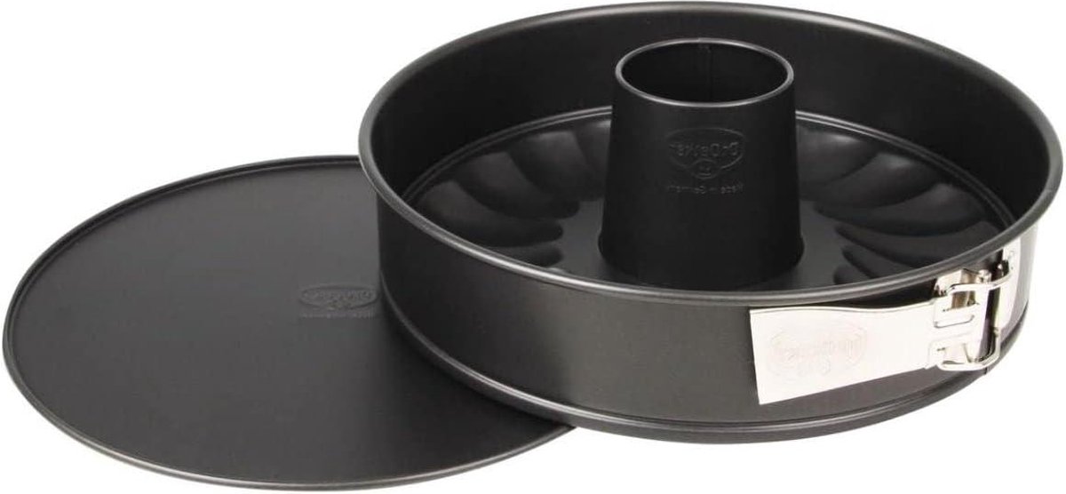 Springform pan flat tube base Ø 26 cm steel non-stick coating black tin baking pan - 1 piece