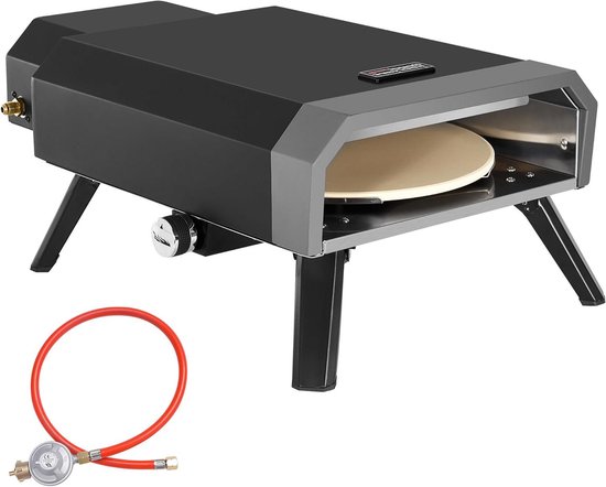 Pizzaoven Gas - Buitenoven - Buiten Koken - Snelle Verwarmings Tijd - 33 cm Pizza - Zwart