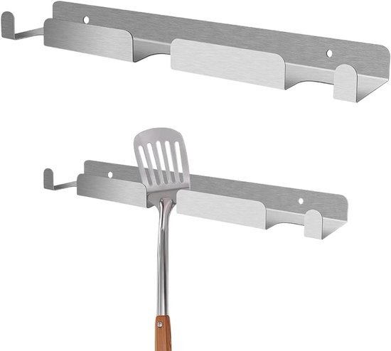 Pizza Peel Rack - Schop Houder - Keuken Organiseren - Boren Installatie - 41.5 cm - Zilver