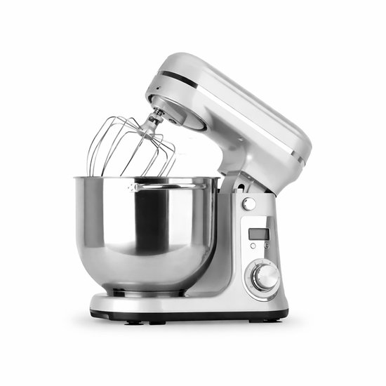 CYRO - Deegmachine - Kneedmachine - Elektrische Deegmixer - Keukenmachine - RVS - 6L - 6 Versnellingen - Stille Motor - Zilver
