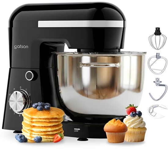 Gatson 1500W Keukenmachine - 10 Snelheden - 5L Mengkom - Dubbele Handvat - Keukenrobot - Keukenmixer - Foodprocessor