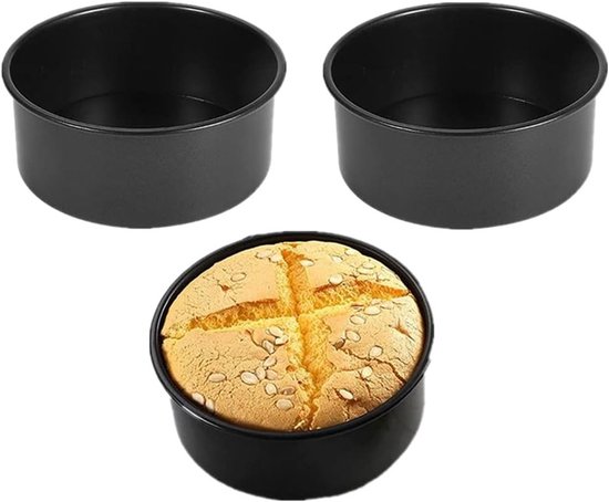Set van 2 Stuks 5 Inch Zwarte Cakepannen - Mini Cakepannen voor Taart, Pizza en Quiche Bakken, Ideaal voor Familiebijeenkomsten