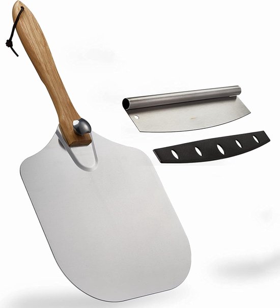 Burnic Pizzaschep – Inclusief Pizzasnijder – Opvouwbaar - Pizzaspatel – Pizza Schep – Taartschep – 30cm