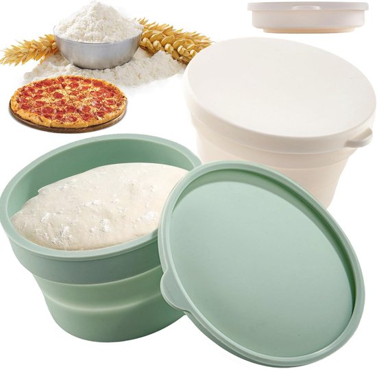 Silicone Pizza Dough Box Set - 2 Piece Non-Stick Collapsible Pizza Ball Container