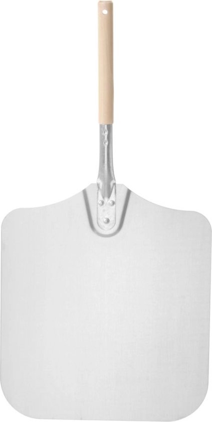 HENDI Vierkante pizzaschep – korte houten handgreep – aluminium – 305x660 mm – hittebestendig