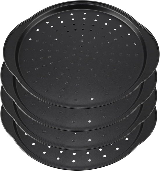 Set van 4 Stuks 30 cm Pizza Pannen met Gaten, Antiaanbaklaag, Ideaal voor Oven en Thuis Pizza Bereiden