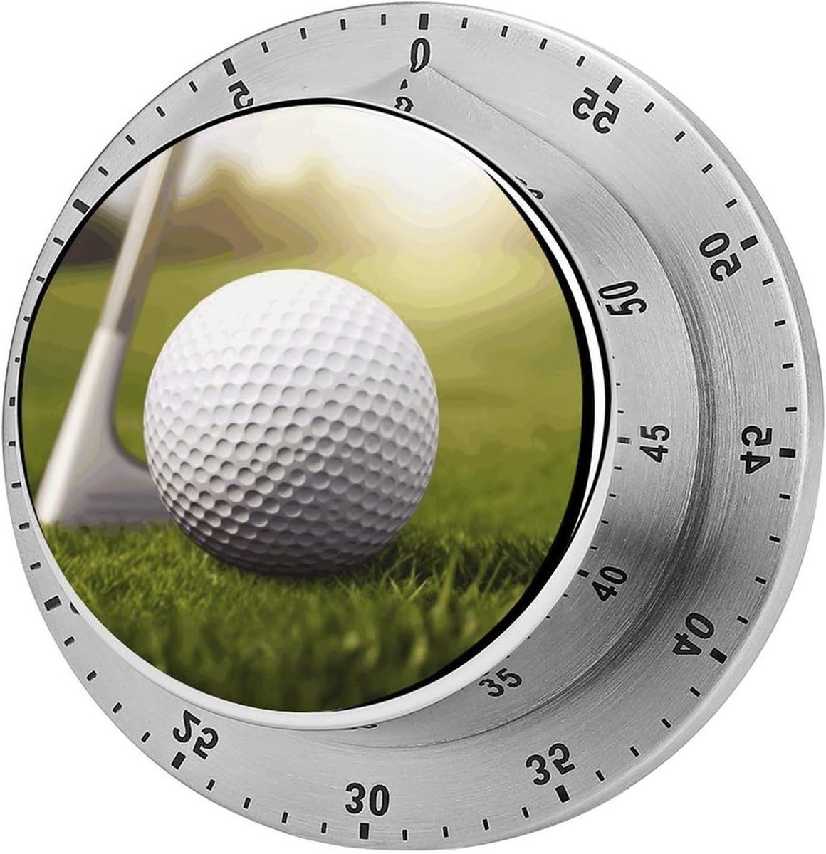 Stainless Steel Mechanical Sport Golf Ball Printed Timer with Magnetic Back, for Cooking, Baking, Study And Daily Time Management