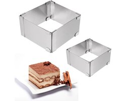 Baking frames - stainless steel mousse ring - vierkant - retractable - verstelbaar - cake mold - rechthoekig - hoge 5cm