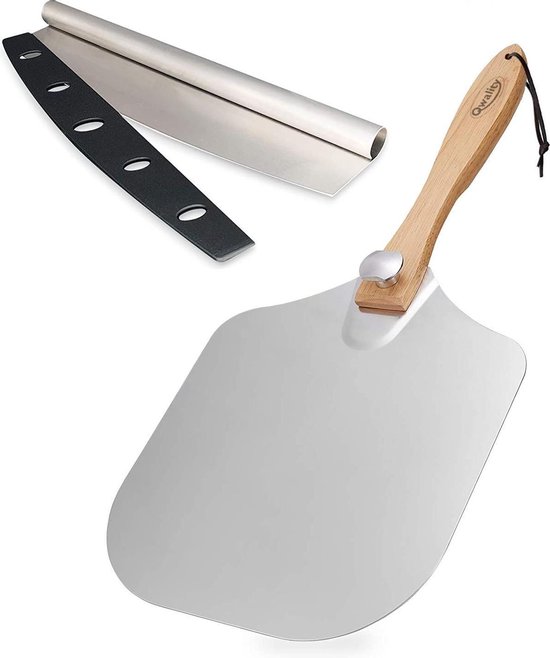 Pizzaschep – Inclusief Pizzasnijder – Opvouwbaar - Pizzaspatel – Pizza Schep – Taartschep – 30cm - Qwality®