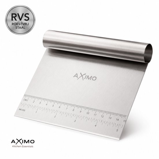 AXIMO Deegschraper RVS – Deegsteker met Maataanduiding – Deegsnijder voor Brood, Pizza en Bakken en Kruiden