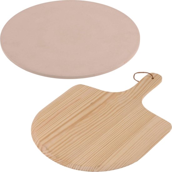 Pizzabak set 33cm pizzasteen met schep - BBQ/oven - Pizza extra krokant bakken - Pizzaria