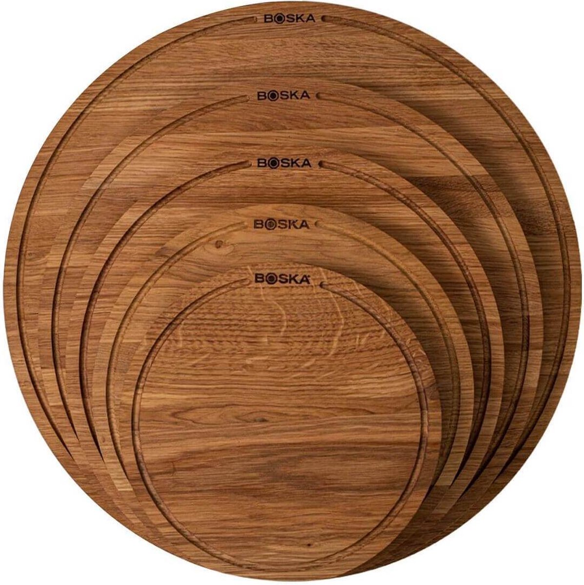 Boska Pizzaplank Friends M - BBQ Accessoires - Eikenhout - Handige opvanggeul - Ø 29 cm