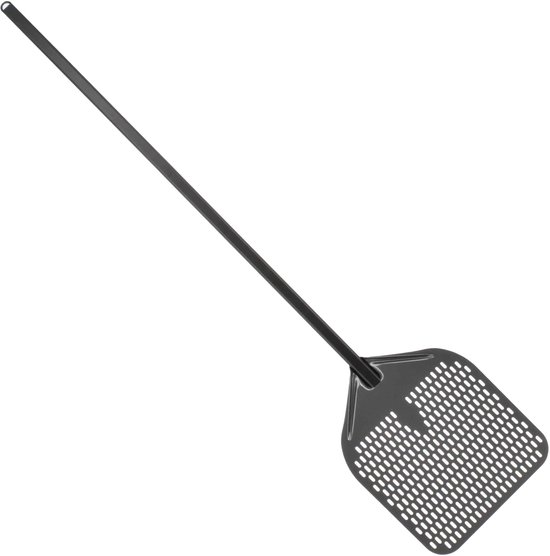 HCB® - Professionele antikleef Pizzaschep - Ø35 cm x 158 cm - Pizza schep van geperforeerd geanodiseerd aluminium - Lichte Pizzaspatel - Draaischep voor pizzaoven en bbq - 1 kg - 2269
