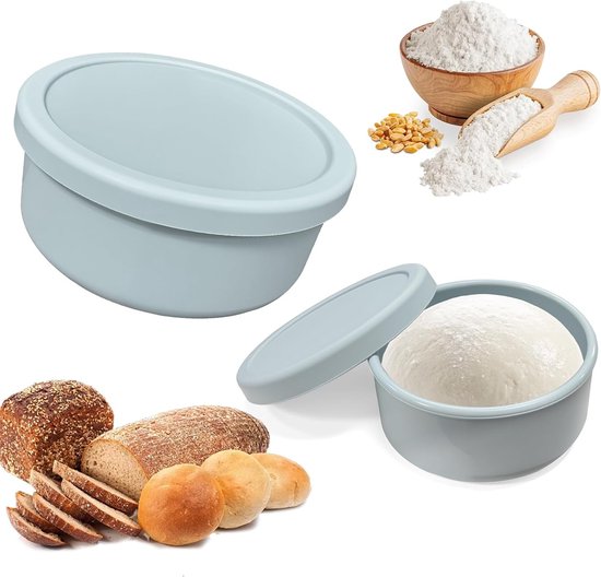 Ideale Opbergdozen voor Pizzadeeg, Hittebestendig en Antikleef, Ruimtebesparend, Perfect voor Vriezen en Bakken, Set van 2, 300ML en 700ML