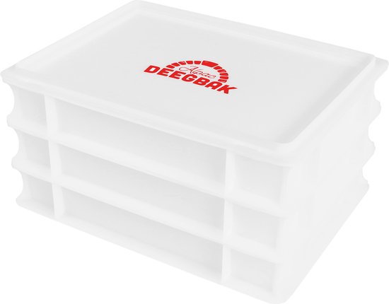 Alpac Deegbak - Deegkrat - 400 x 300 x 70 mm - 3 Pizzabollenbakken + 1 Deksel