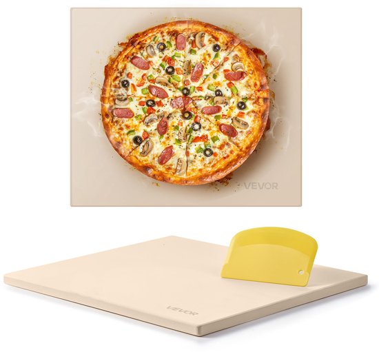 SnelShoppen - VEVOR Pizzasteen 40,6 x 35,6 cm - Rechthoekige Cordieriet Baksteen - Hittebestendig tot 787°C - Perfect voor Pizza, Brood en Barbecue -