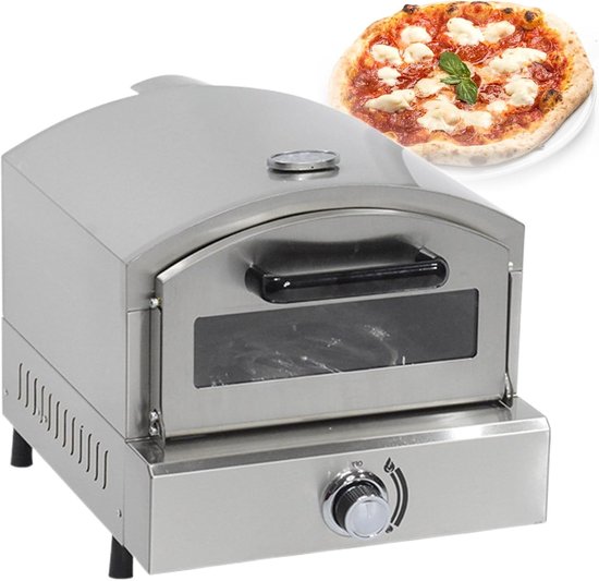 Buitenpizzaoven - Gas Pizzaoven - Buiten Koken - Inclusief Pizzasteen - 42x52x41 cm - Zilver