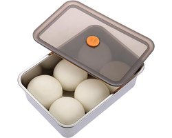 RVS Fermentatiebox met Deksel voor Pizza, Deeg en Salades - Ideaal voor Vers Bereiden en Opslaan (30 x 21 x 8.5 cm)