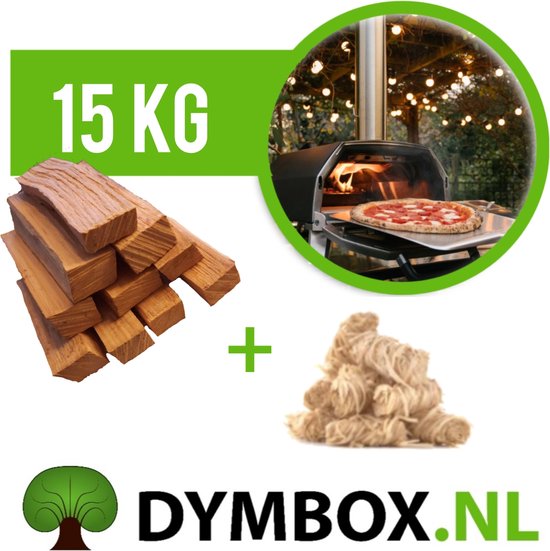 Pizzahout / Ooni Eik 3x11cm passend multi-fuel model pizzaovens | 15kilogram pizza hout Eik incl. aanmaakwokkels