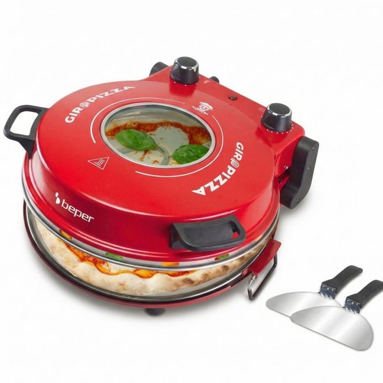 Beper Pizzaoven Elektrisch 1200W - Pizzamaker tot 400°C - Vuurvaste Steen - 31cm - Timer - voor Verse en Diepvriespizza