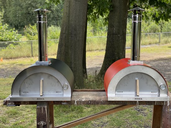 BEEK - Classico 70 - pizzaoven inclusief Hoes Pizzaschep en ovenborstel - houtgestookt - Rood - tot 2 pizza's tegelijk