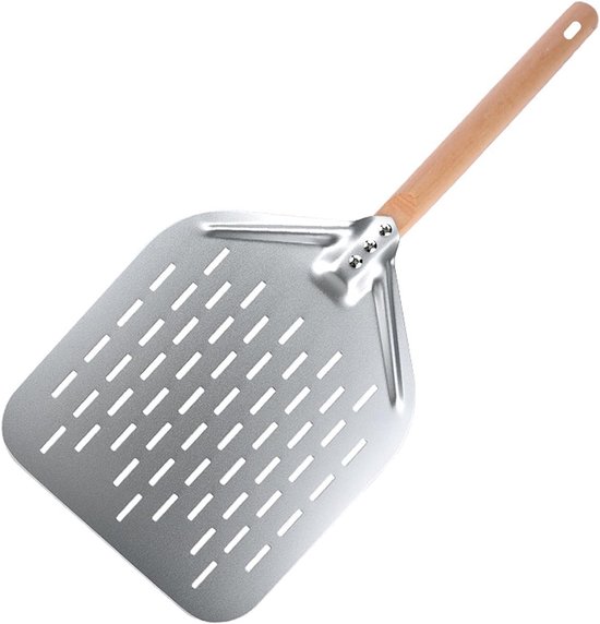 Pizzaschep - Pizzaschuiver - Pizza Bakken - Geperforeerd Aluminium - 40x30 cm - Zilver