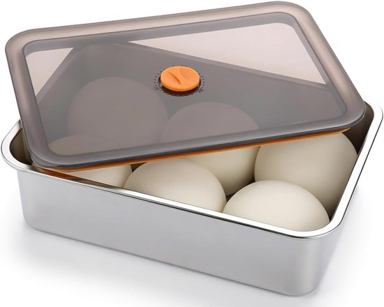 RVS Pizza Ball Box met Deksel - Ideale Opbergdoos voor Pizza Deeg, Fruit en Salades (30 x 21 x 8.5 cm) voor Feestjes en Evenementen