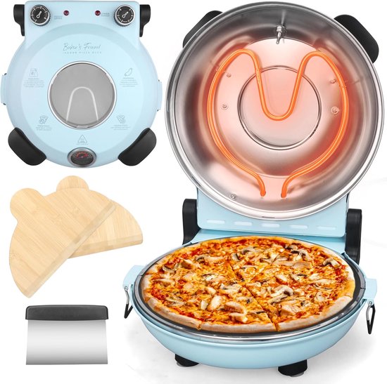 Elektrische Pizzaoven voor Binnen - Tafelmodel met Keramische Steen voor Hoge Temperatuur en Knapperige Bodem