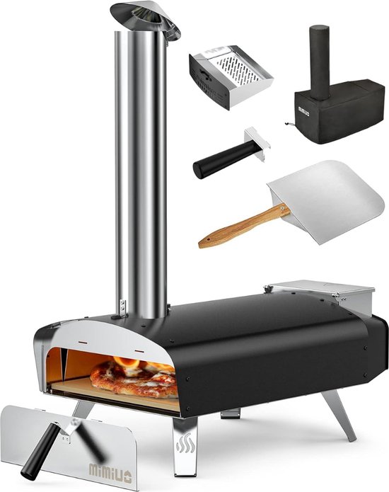 DD Pizza Oven Buiten - Pellet Pizza oven - Houtgestookte - 68x36x77cm - Zwart