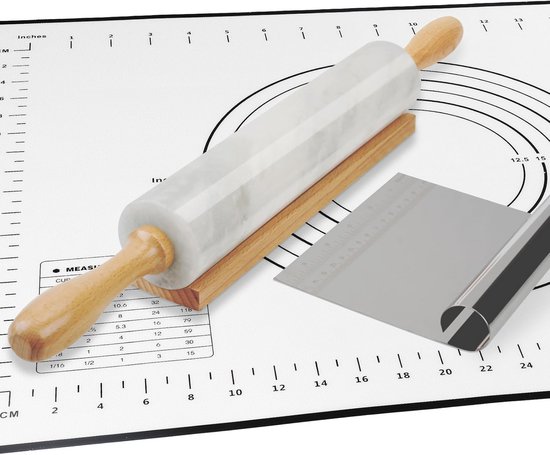 Luxe Afrikaanse Natuurlijke Marmeren Rolling Pin - Antikleef deegroller voor Pasta, Dumplings, Fondant, Taart, Brood en Pizza