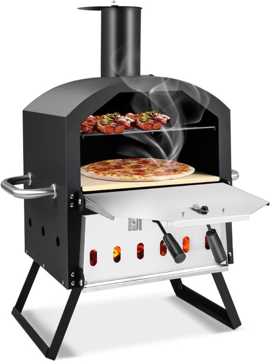 DnA® Pizza Oven Buiten - Pizzaschep - Pizzarette - Zwart - 31cm x 54cm x 72cm