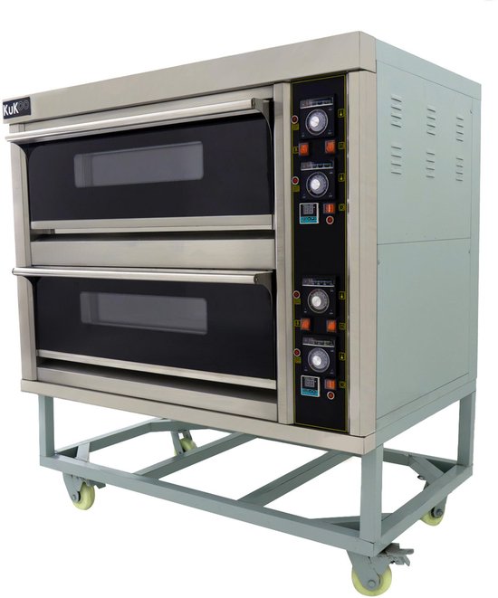 Commerciële pizzaoven bakoven - 2 ovenruimtes - eenfasig, elektrisch, 400 °C