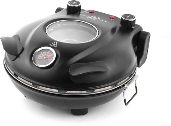 Casa Living Elektrische Pizza Maker - Vlambestendige Stenen Plaat - Tot 420 ℃ - 1200 Watt - 5 Temperatuur Niveaus - 32CM - Zwart