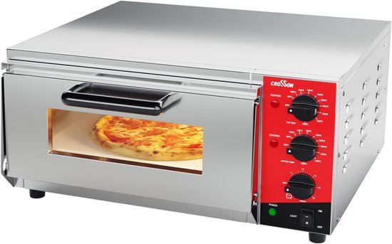 Pizzaoven Elektrisch 2000W – RVS Pizza Oven met Pizzasteen – 40 cm – 30 Minuten Timer