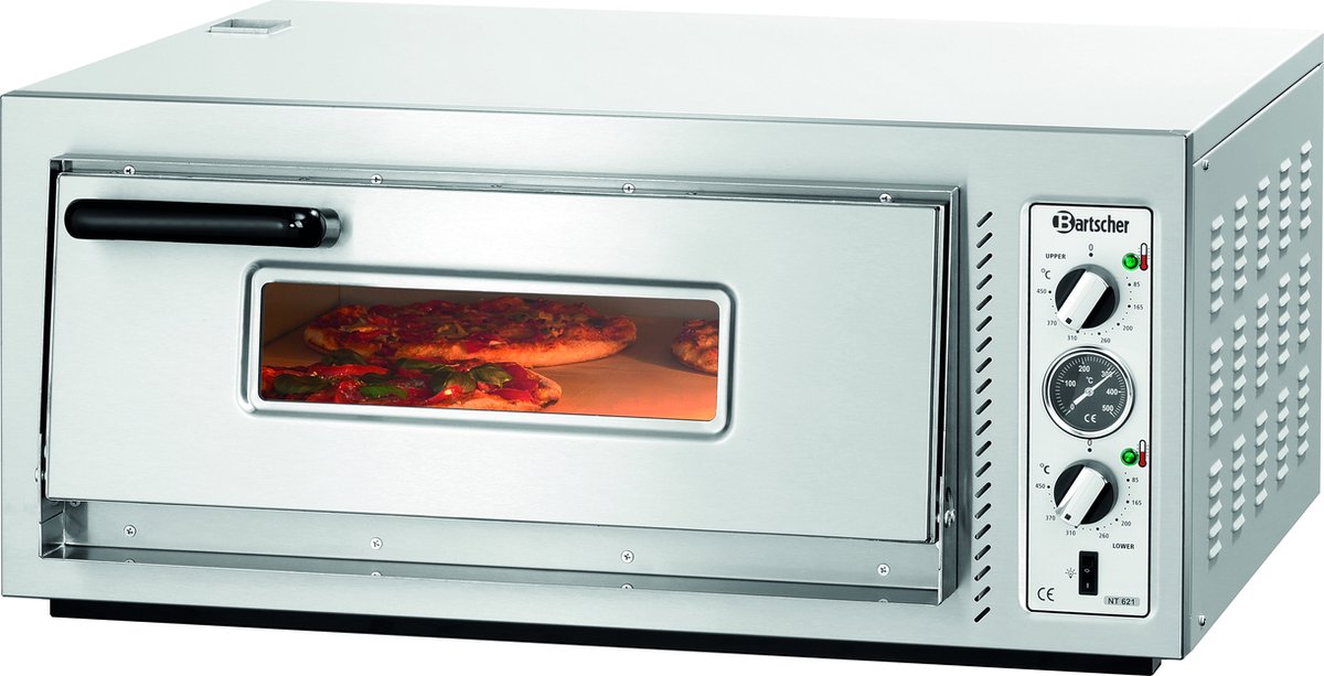 Bartscher Pizzaoven - Elektrisch - NT 621 - 1 Kamer - 4 Pizza’s Ø300mm - 400V - 885x790x400mm - Horeca Oven
