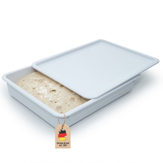 Pizzadeegbak met deksel Pizzaballendoos voor pizzadeeg Rijskast Stapelbaar Pizza-opbergbak Deegbak 43x32x8 cm