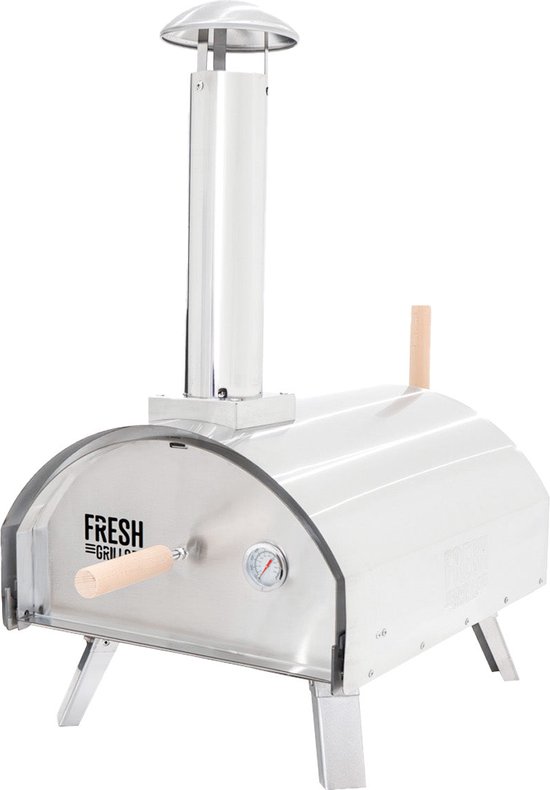 Extra grote roestvrijstalen buitentafelpizzaoven 35 cm Houtskool Pellets Houtgestookt
