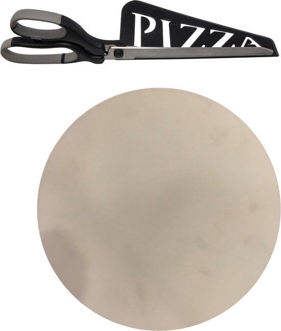 Keramische pizzasteen voor de barbecue/oven 36 cm - Met zwarte pizzaschaar 30cm - BBQ/oven - Pizzaplaat/pizzaplaten