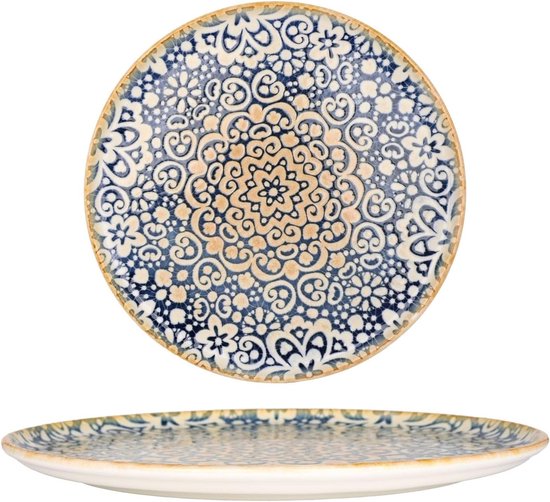 Pizzaborden Set - Porseleinen Borden - Italiaans Eten - Vaatwasser Magnetron Oven Veilig - 30 cm Diameter - Veelkleurig Geometrisch