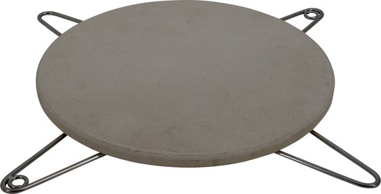 VOLT - Grenade Stone 18'' + Crossbase - Pizzasteen BBQ - Pizzasteen Oven - BBQ Accesoires - Kamado Accesoires - RVS + Maansteen - Deflector Kamado