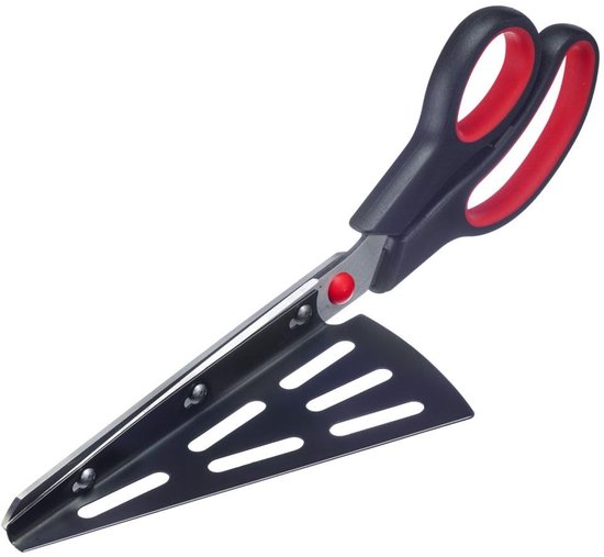 Pizzaschaars – Pizzaknip en pizza-pelle, koel keukenapparaat ideaal voor pizza of flambée taarten – Zonder BPA, roestvrij staal, PP, TPR, Zwart